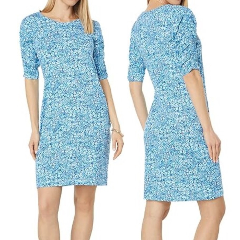 Lilly Pulitzer Belden dress in Cumulus Blue Blooming Together XL
